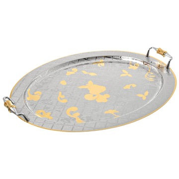 Elegant Gioiel - Oval Tray with Handles - Gold - Stainless Steel 18/10 - 52cm - 75000327