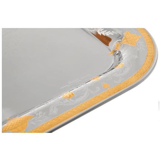 Elegant Gioiel - Rectangular Tray with Handles - Gold - Stainless Steel 18/10 - 55cm
