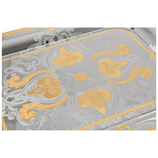 Elegant Gioiel - Rectangular Tray with Handles - Gold - Stainless Steel 18/10 - 42x55cm