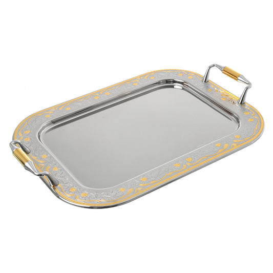 Elegant Gioiel - Rectangular Tray Set with Handles 3 Pieces - Gold - Stainless Steel 18/10 - 75000433