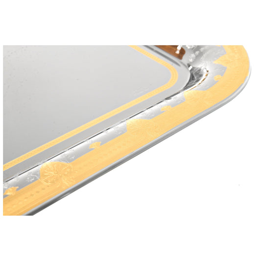 Elegant Gioiel - Rectangular Tray with Handles - Gold - Stainless Steel 18/10 - 50cm