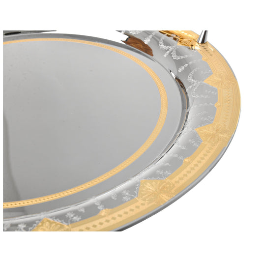 Elegant Gioiel - Oval Tray with Handles - Gold - Stainless Steel 18/10 - 49cm