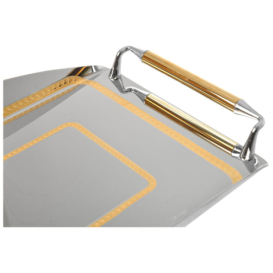 Elegant Gioiel - Rectangular Tray with Handles - Gold - Stainless Steel 18/10 - 26x40cm