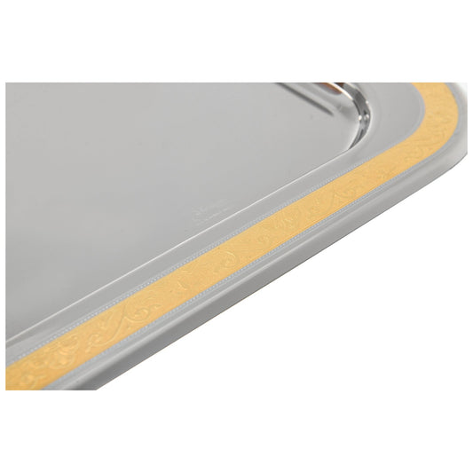 Elegant Gioiel - Rectangular Tray with Handles - Gold - Stainless Steel 18/10 - 45cm