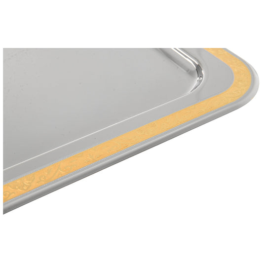 Elegant Gioiel - Rectangular Tray with Handles - Gold - Stainless Steel 18/10 - 50cm