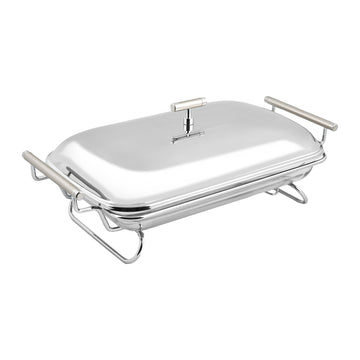 Rectangular Food Warmer with 2 Candles - Stainless Steel & Tempered Glass - 3.0 Lit - 8000101