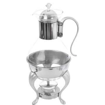 Glass Tea Pot with Stainless Steel Stand & Candle - 750ml