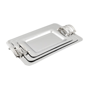 Rectangular Tray Set with Handles 3 Pieces - Stainless Steel 18/10