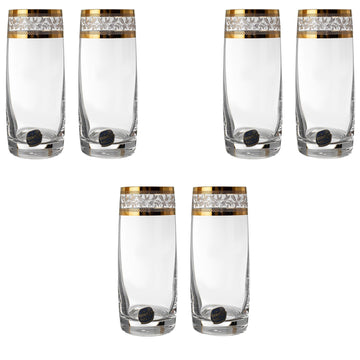 Bohemia Crystal - Highball Glass Set 6 Pieces - Gold - 250ml - 2700010039
