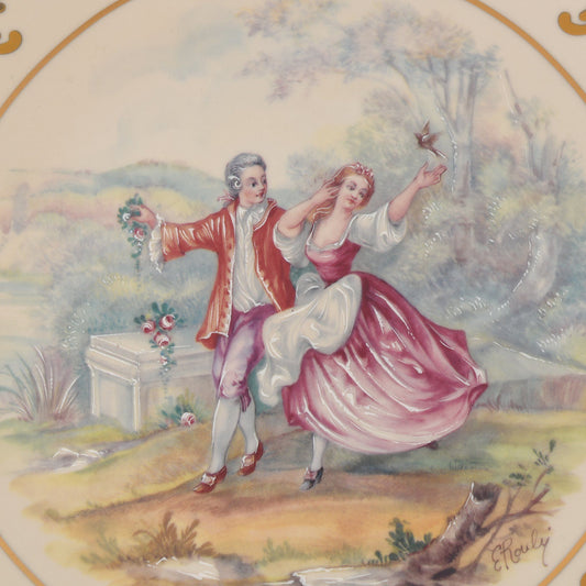 Caroline - Round Tray with Gold Plated Handles & Legs - Romeo & Juliet - Beige & Gold - 36cm
