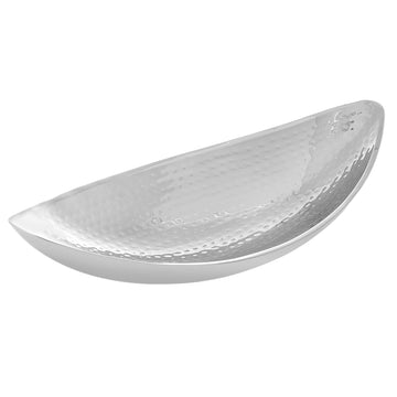 Medium Oval Hammered Boat Plate - Stainless Steel - 40.5x20.5cm