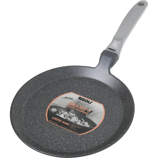 Risoli - Granito Crepiere with Silver BK Handle - Black - Die Cast Aluminum - 25cm