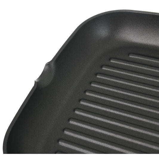 Risoli - Squared Granito Grill with Black Handle - Black - Die Cast Aluminum - 26cm