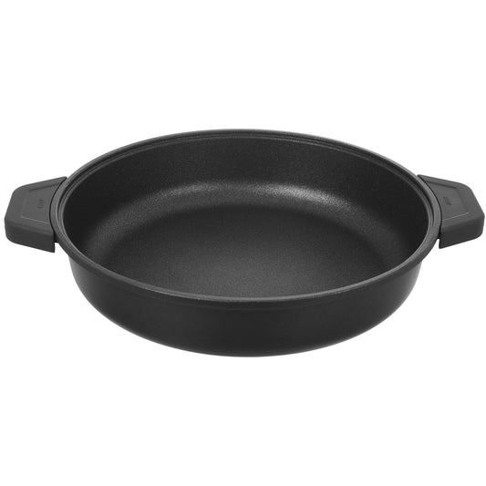 Risoli - Granito Saucepan with Glass Cover & Soft Removable Silicone Handles - Black - Die Cast Aluminum - 36cm