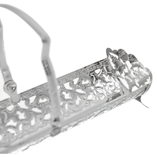 Queen Anne - Biscuit Holder with Handle - Silver Plated Metal - 23x12.5cm