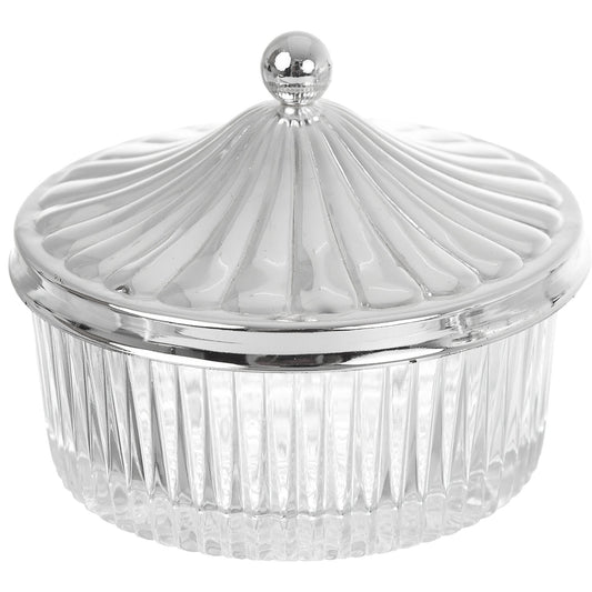 Queen Anne - Round Bowl Set with Silver Plated Stand 4 Pieces - Silver Plated Metal & Glass - 26x21cm