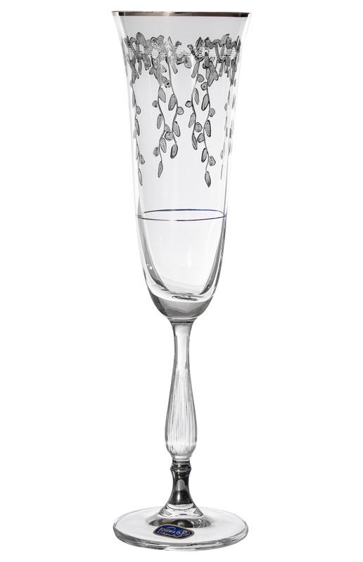 Bohemia Crystal - Flute Glass Set 6 Pieces - Silver - 150ml