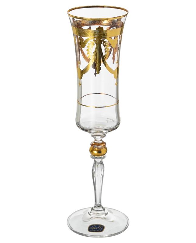 Bohemia Crystal Glass Set Of 6 Pieces - 39000619 - 150 ml - Gold