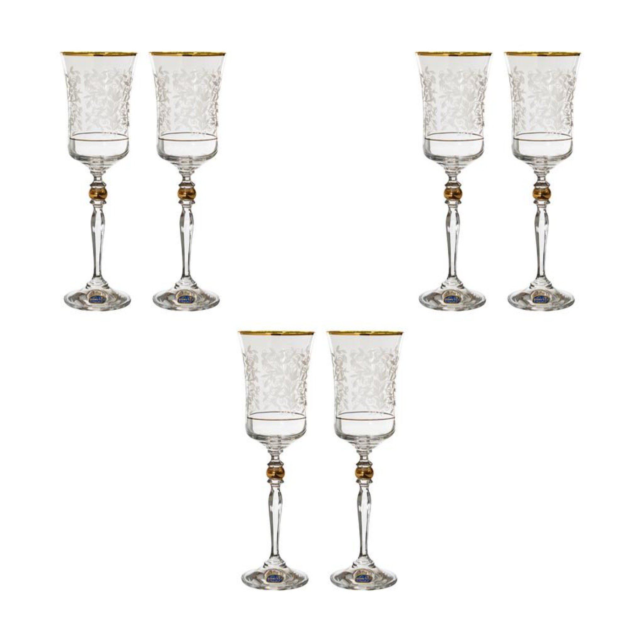 Crystal wine glasses, 220ml, 6 pieces