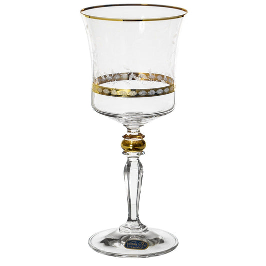 Bohemia Crystal - Goblet Glass Set 6 Pieces - Gold - 220ml