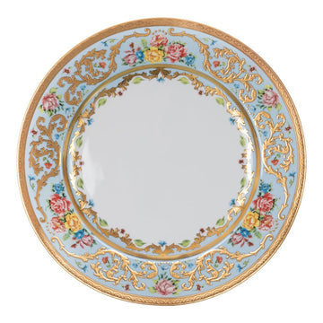 Falkenporzellan - Dinner Set 112 Pieces - Porcelain - Light Blue, Flowers & Gold