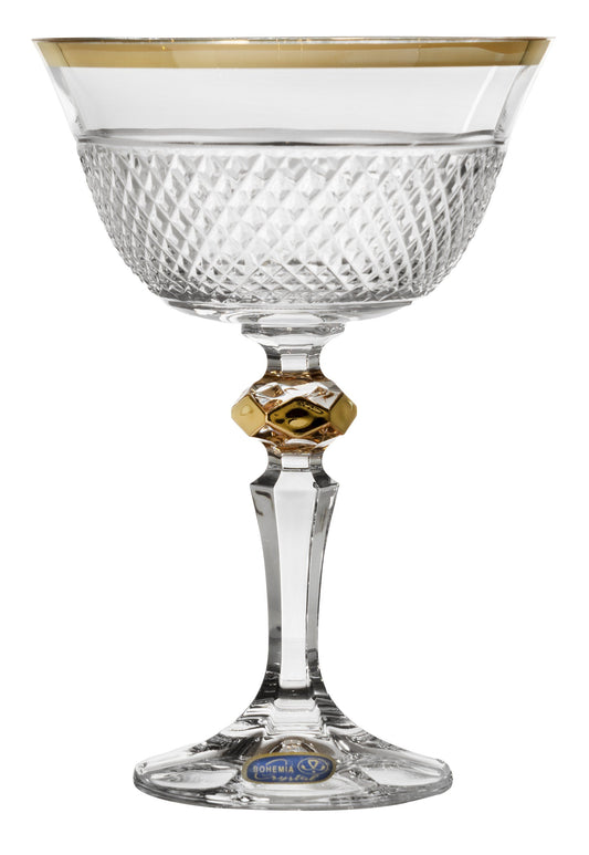 Bohemia Crystal - Cocktail Glass Set 6 Pieces - Gold - 180ml