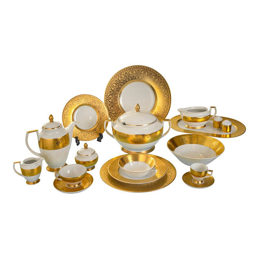 Falkenporzellan - Dinner Set 112 Pieces  - Porcelain - Gold
