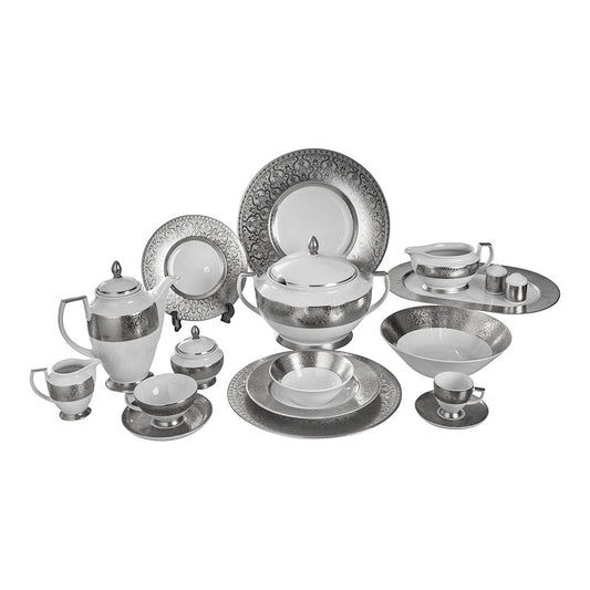 Falkenporzellan - Dinner Set 112 Pieces - Porcelain - Silver