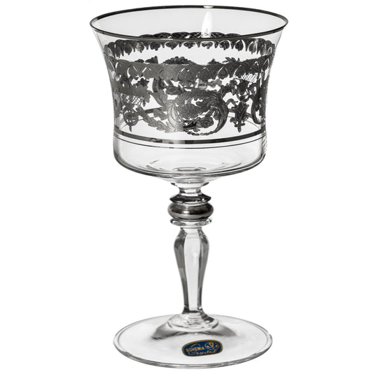 Bohemia Crystal - Goblet Glass Set 6 Pieces - Silver - 220ml