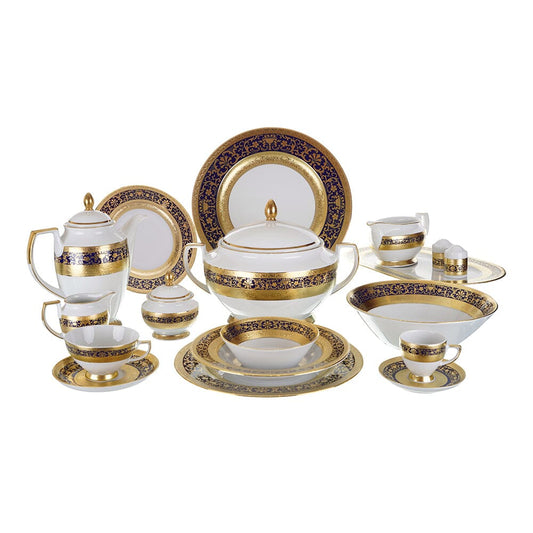 Falkenporzellan - Dinner Set 112 Pieces  - Porcelain - Blue & Gold