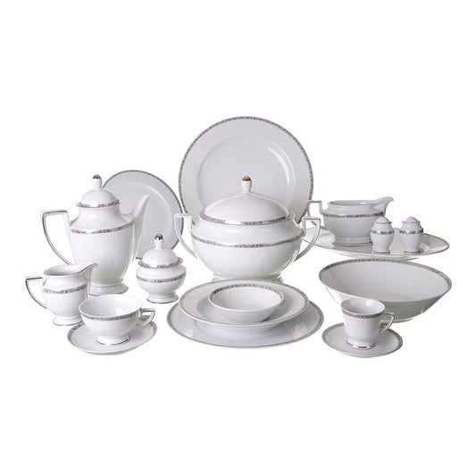 Falkenporzellan - Dinner Set 112 Pieces - Porcelain - Silver