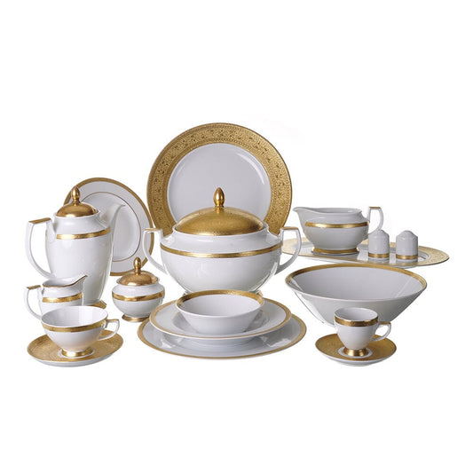 Falkenporzellan - Dinner Set 112 Pieces  - Porcelain - Gold
