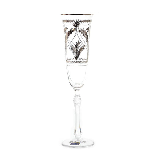Bohemia Crystal - Flute Glass Set 6 Pieces - Silver - 150ml