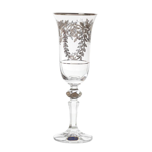 Bohemia Crystal - Flute Glass Set 6 Pieces - Silver - 150ml