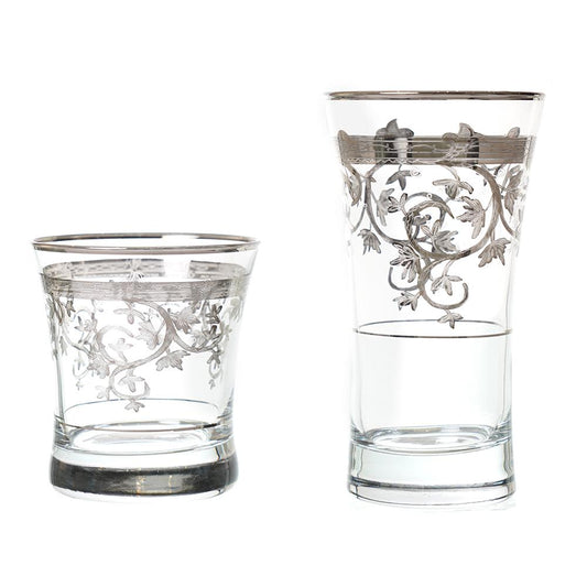 Pasabahce - Highball & Tumbler Glass Set 12 Pieces - Silver - 340ml & 250ml - 39000648