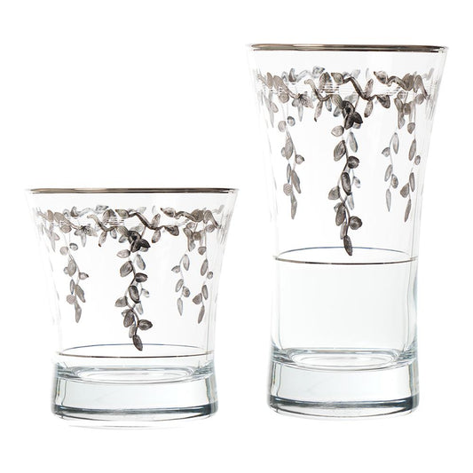 Pasabahce - Highball & Tumbler Glass Set 12 Pieces - Silver - 340ml & 250ml - 39000645