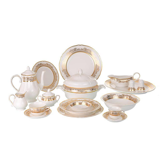 Falkenporzellan - Dinner Set 112 Pieces  - Porcelain - Gold