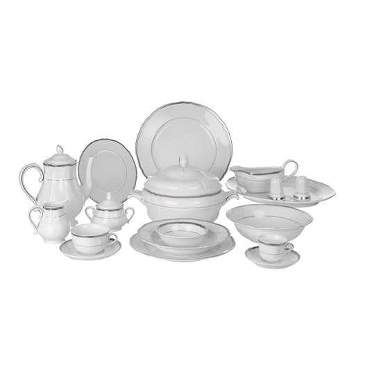 Falkenporzellan - Dinner Set 112 Pieces  - Porcelain - Silver