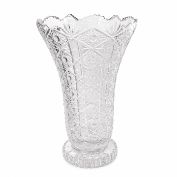 Bohemia Crystal - Hand Cut Footed Vase - 40.5 cm - Clear