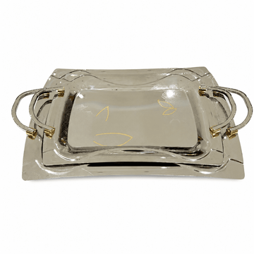 Home Secret - Tray Set Stainless Steel - Gold - 2 Pieces