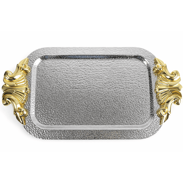 Gold and silver - Hammered Tray Set 2 Pcs - Gold