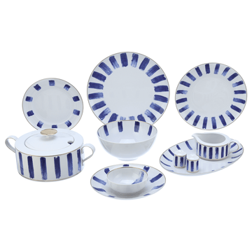 Falkenporzellan - Dinner Set 59 Pieces - Blue & Gold - Porcelain - 13000118