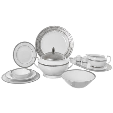 Falkenporzellan - Dinner Set 59 Pieces - Silver - Porcelain