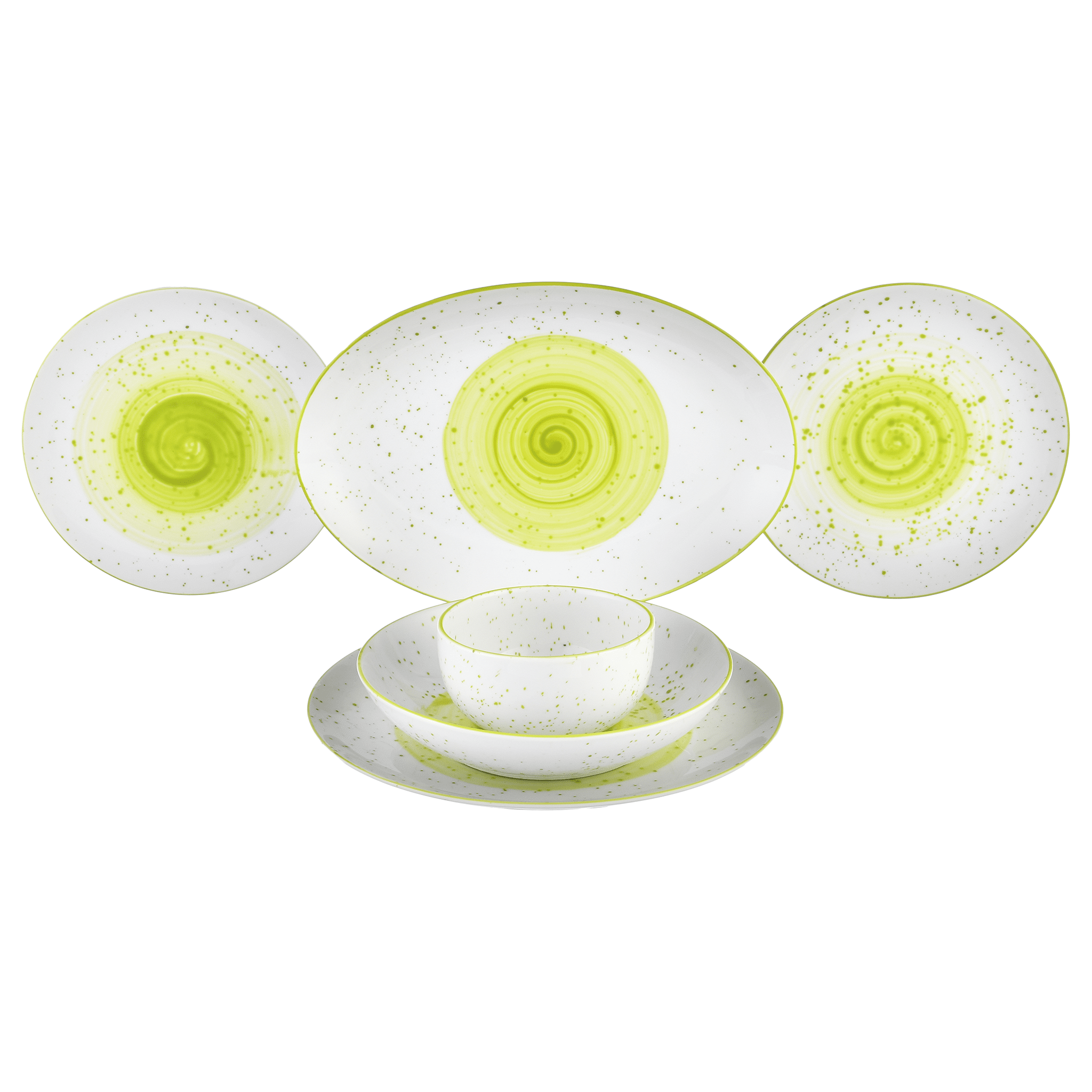 Senzo - Sway Daily Use Dinner Set 25 Pieces - Lime Green - Porcelain