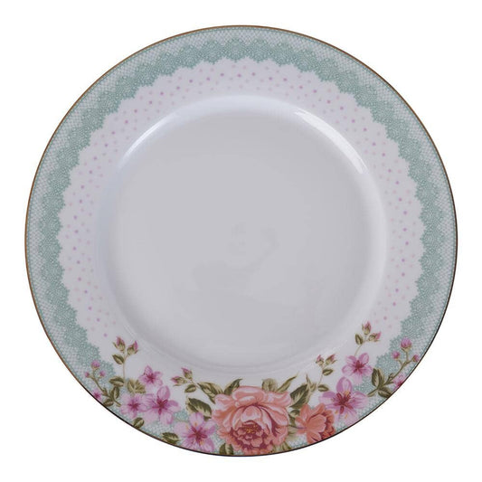 Dubai Porcelain - Daily Use Dinner Set 38 Pieces - Porcelain - Floral Design & Green - 130003072