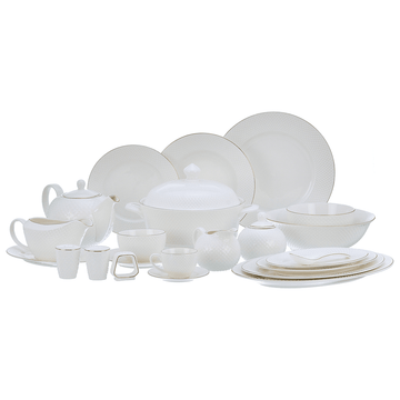Home Secret - Dinner Set 125 Pieces with Gold Rim - Porcelain - 130003530
