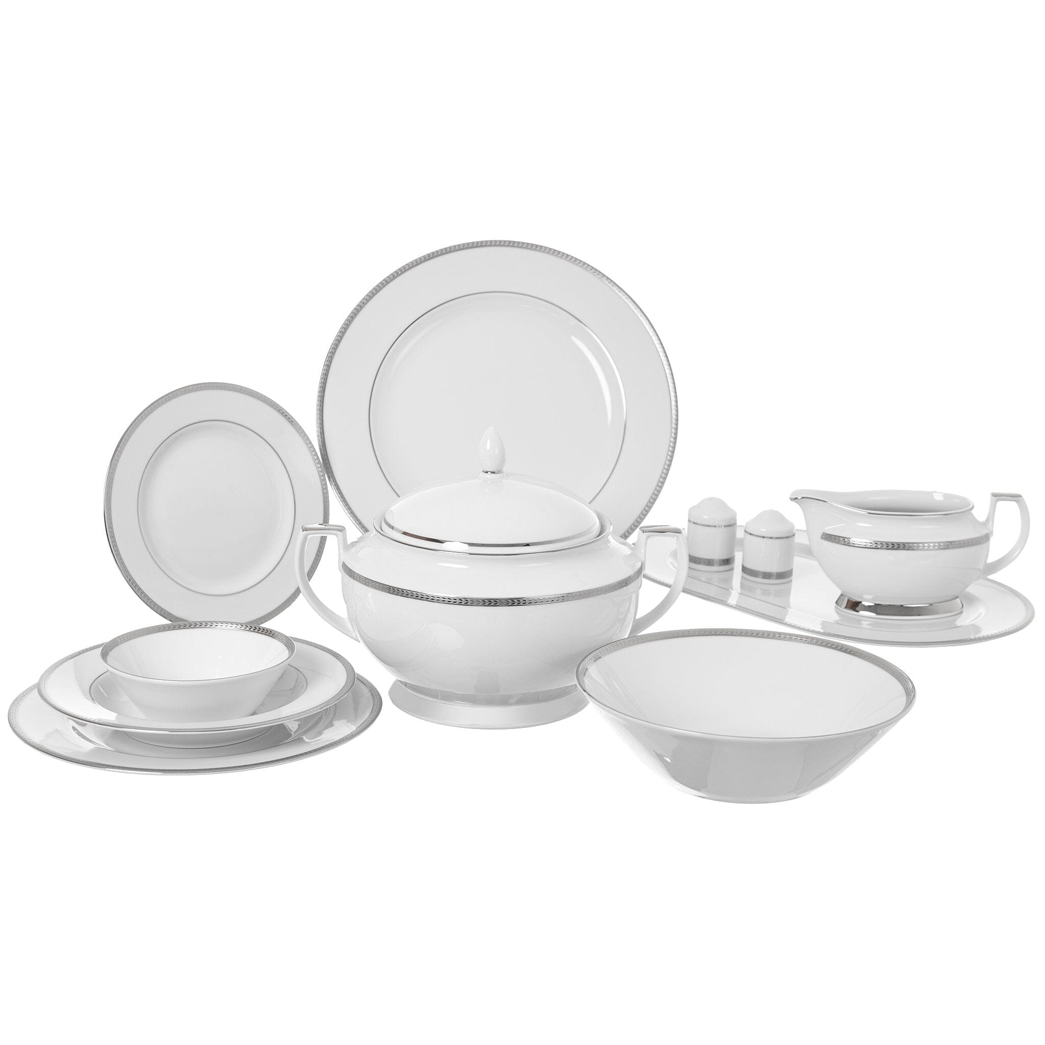 Falkenporzellan - Dinner Set 59 Pieces - Silver - Porcelain