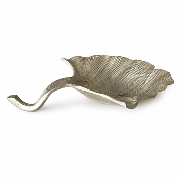 Leaf Shaped Plate for Snacks & Nuts - Silver - Silver Plated Metal