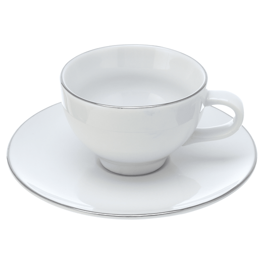 Senzo - Tea Set 6 Pieces with Saucers - Silver - Porcelain - 15000137