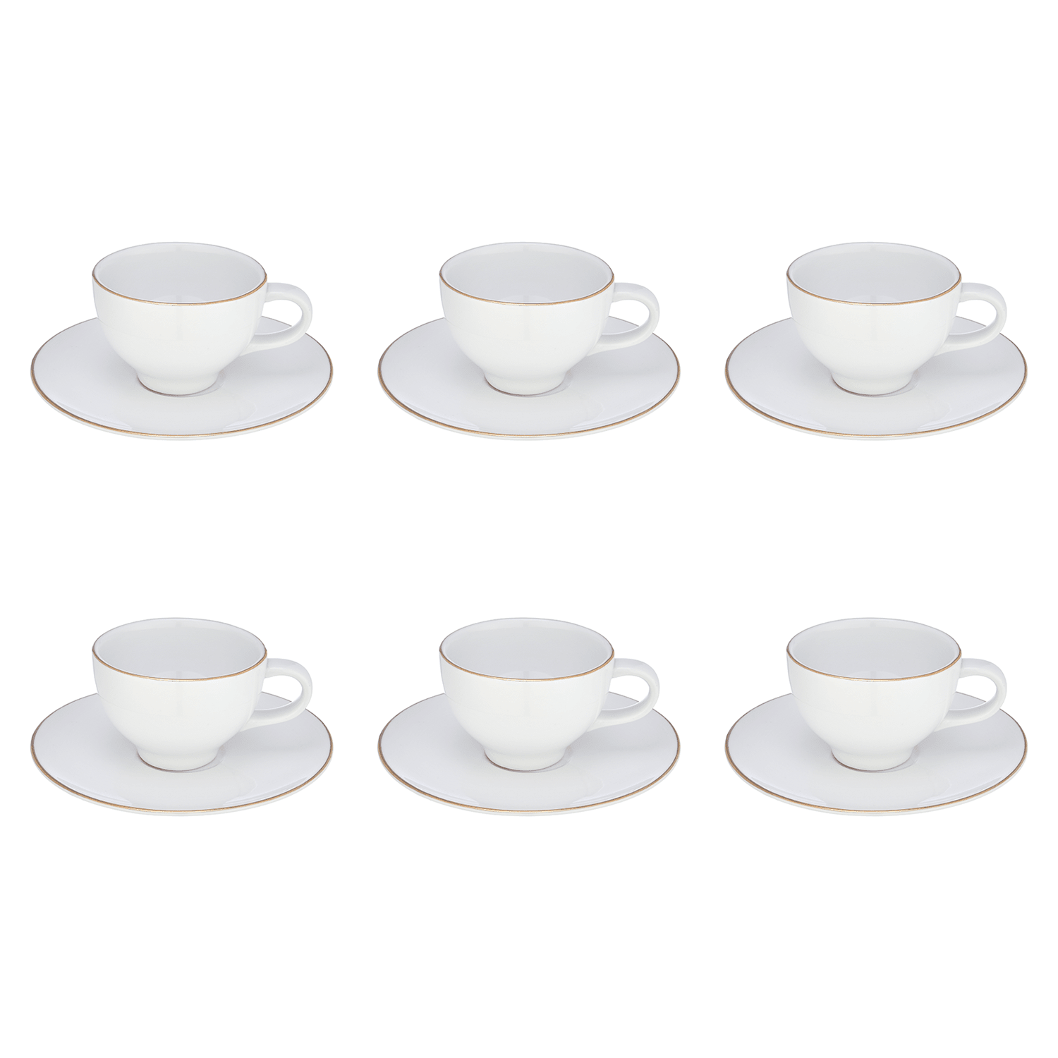 Senzo - Tea Set 6 Pieces with Saucers - Gold - Porcelain - 15000138